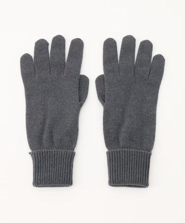 LADIES 96% CASHMERE 4% NYLON KNITTED GLOVES WITH TURN BACK CUFF - PEBBLE