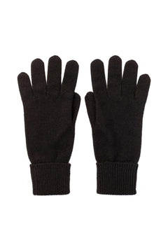 LADIES 96% CASHMERE 4% NYLON KNITTED GLOVES WITH TURN BACK CUFF - BLACK