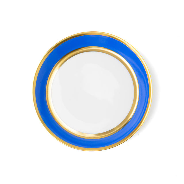 Tea saucer Colored fond blue - with goldrim