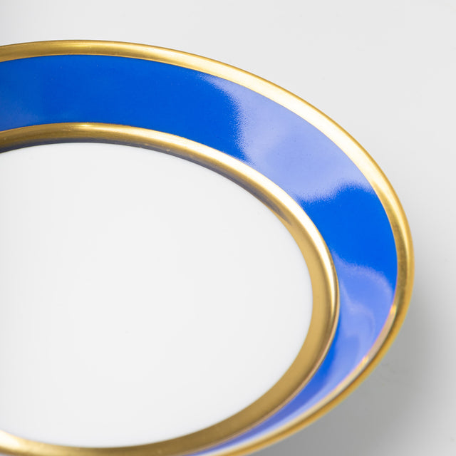 Tea saucer Colored fond blue - with goldrim