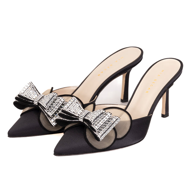 AURORA MULE - BLACK SATIN