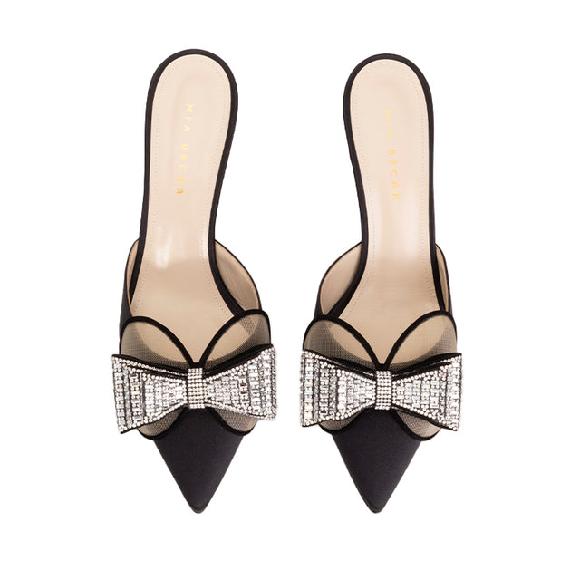 AURORA MULE - BLACK SATIN