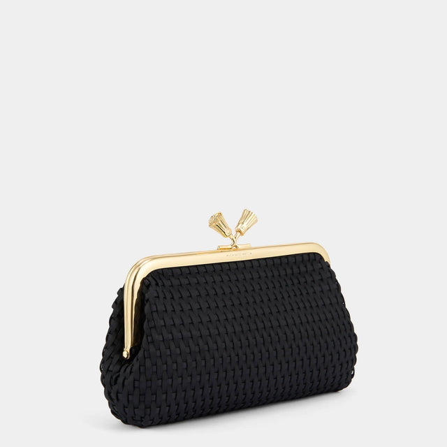 ANYA HINDMARCH 179324BLACK SATIN WEAVE