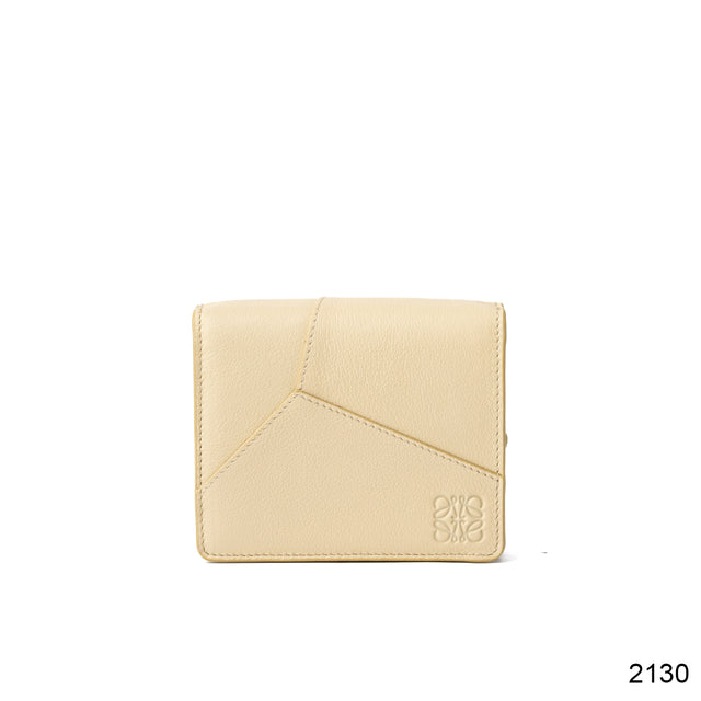 PUZZLE EDGE COMPACT ZIP WALLET - CREAM