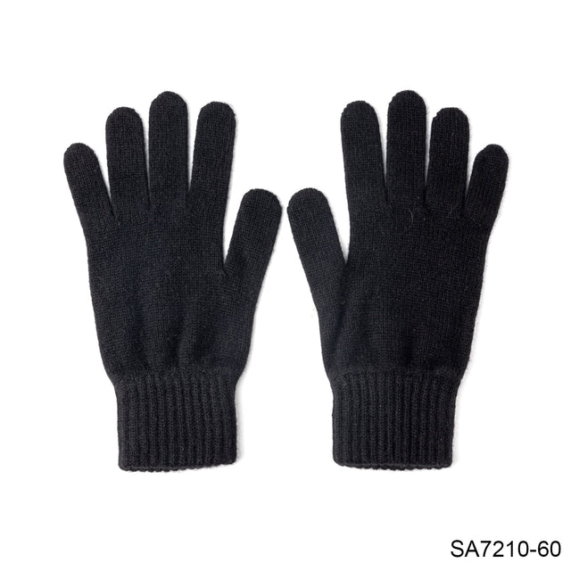 MENS 100% CASHMERE KNITTED GLOVES - BLACK