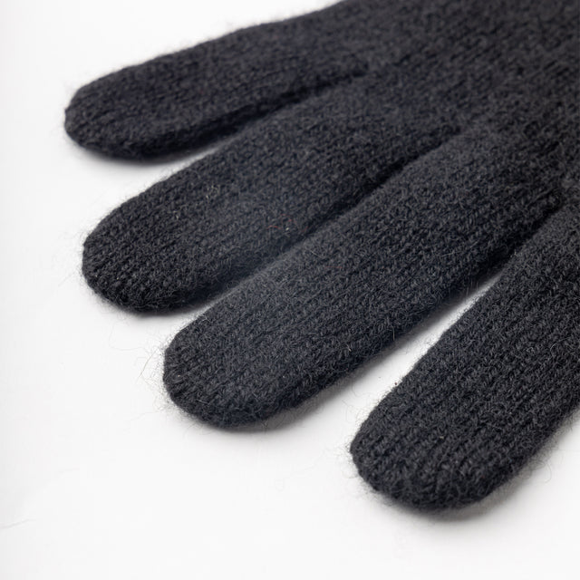 MENS 100% CASHMERE KNITTED GLOVES - BLACK