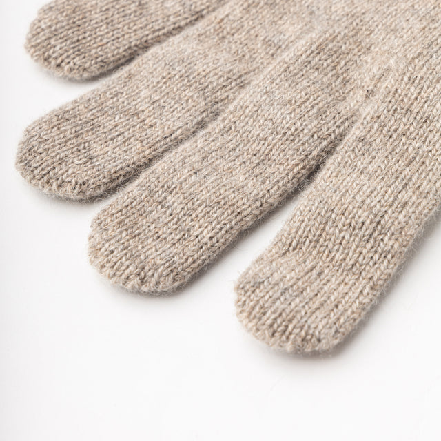 LADIES 96% CASHMERE 4% NYLON KNITTED GLOVES WITH TURN BACK CUFF - PEBBLE