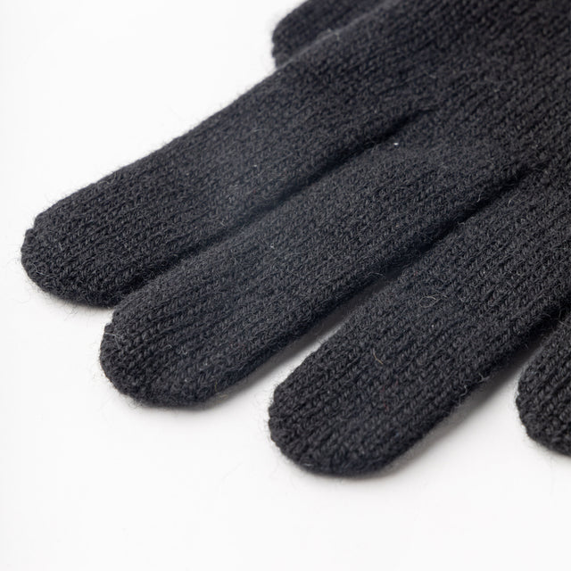 LADIES 96% CASHMERE 4% NYLON KNITTED GLOVES WITH TURN BACK CUFF - BLACK