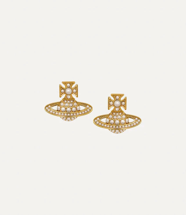 LUZIA BAS RELIEF EARRINGS - GOLD/CREAM PEARL