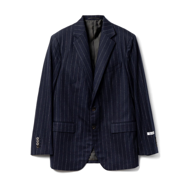 90% Merino 10% Cashmere Jacket - Navy Chalkstripe