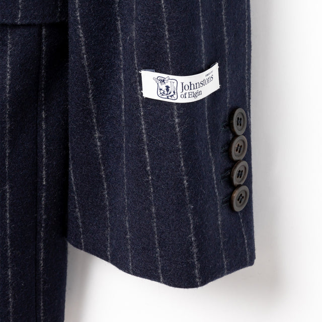 90% Merino 10% Cashmere Jacket - Navy Chalkstripe
