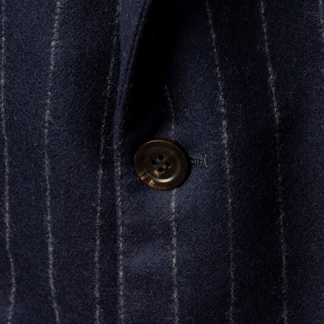 90% Merino 10% Cashmere Jacket - Navy Chalkstripe