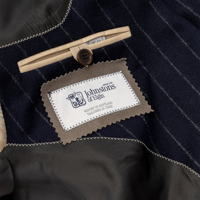 90% Merino 10% Cashmere Jacket - Navy Chalkstripe