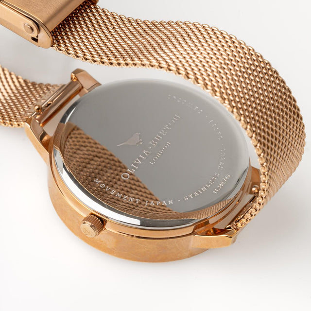 LUCKY BEE WATCH - ROSE GOLD/ GREY OB16FB10 -ROSE GOLD MESH/ GREY DIAL OLIVIA BURTON 