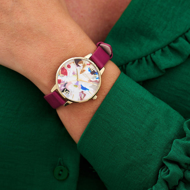 POP ART WATCH - GOLD OBGSET153 -PALE GOLD MESH OLIVIA BURTON 