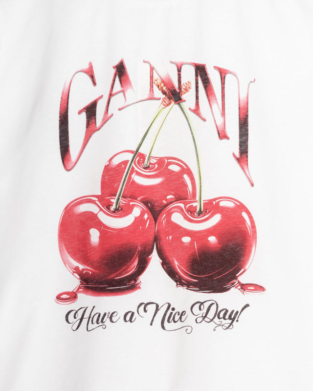 BASIC JERSEY CHERRY RELAXED T-SHIRT - BRIGHT WHITE T4004 -151 BRIGHT WHITE GANNI 