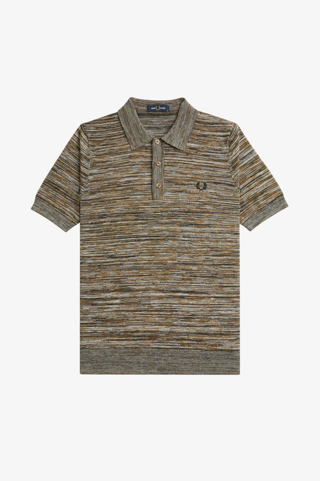 SPACE DYE KNITTED SHIRT - SHADED STONE K8543 -X54 SHDSTN/ECRU FRED PERRY 