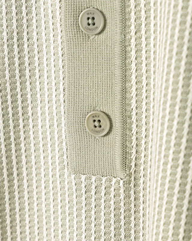 TURIN POLO LADDER STRIPE - LIGHT KHAKI SS25-KNT-TUP-BRB-LKA -LIGHT KHAKI WAX LONDON 