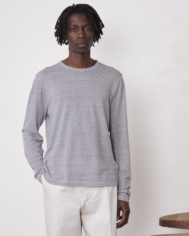 STRIPE T-SHIRT - HEATHER GREY/ ECRU S25MTEE227 -HEATHER GREY/ECRU OFFICINE GENERALE 
