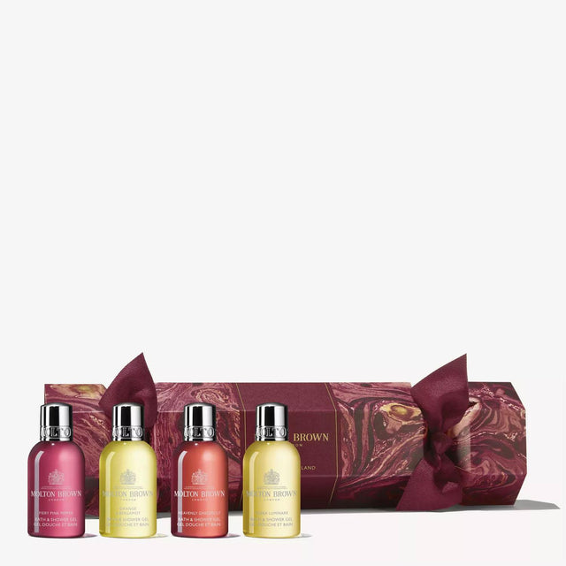 FLORAL & SPCIY CHRISTMAS CRACKER - BATH & SHOWER GEL GIFT SET MTB051 50ML X4 MOLTON BROWN 