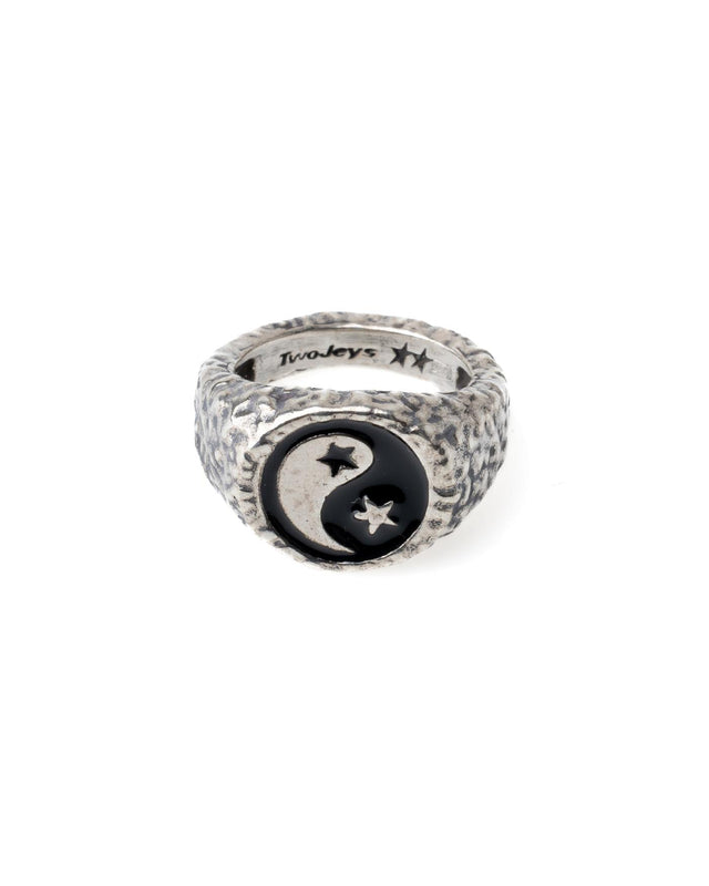 ENAMELED YIN YANG RING - SILVER YINYANG10 -SILVER TWOJEYS 