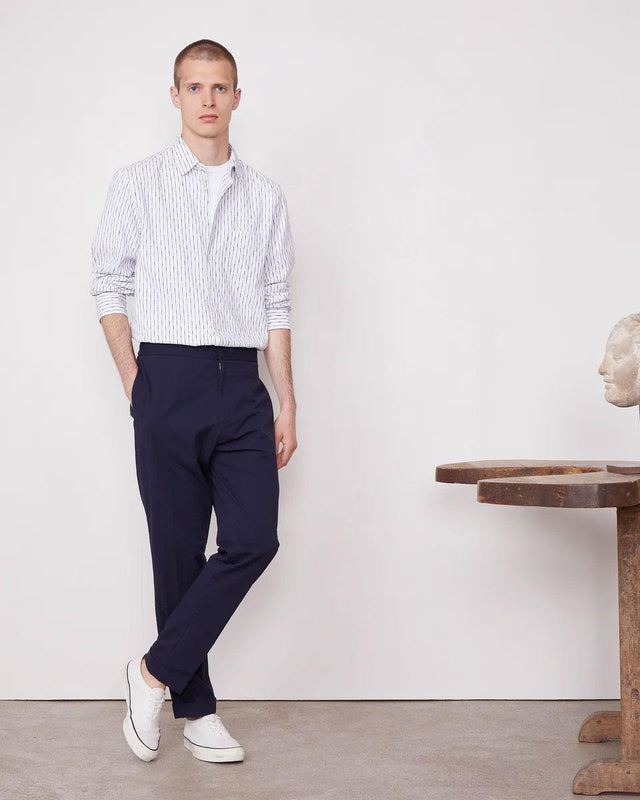 BENOIT COTTON STRIPE SHIRT - WHITE/ NIGHT SKY S25MSHI019 -WHITE/NIGHT SKY OFFICINE GENERALE 