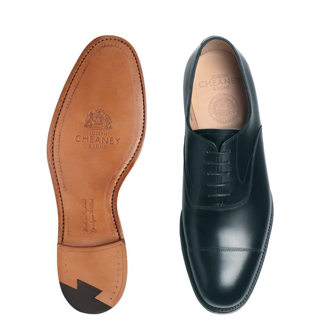 ALFRED BLACK CALF OXFORD LEATHER SHOES - BLACK