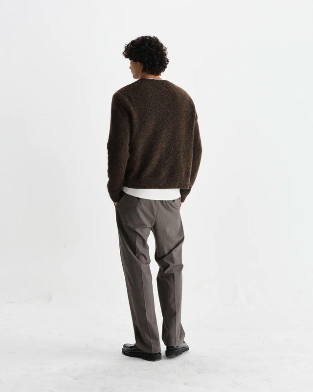 FLUFFY WOOL BLEND WILDE CREWNECK - BROWN AW25-KNT-WLD-BWE-BRN -BROWN WAX LONDON 