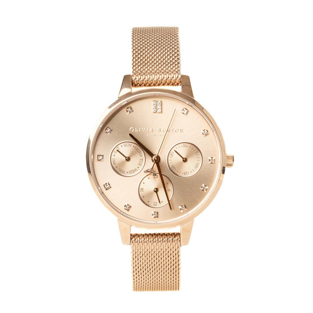 DEMI MULTIFUNCTION CG MESH WATCH - GOLD 24000008 -SILVER MESH OLIVIA BURTON 