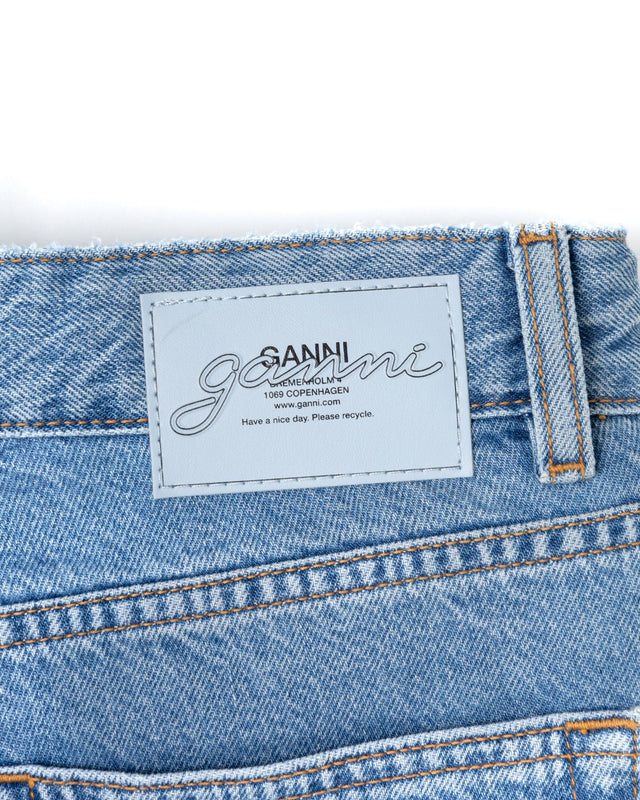 BRODERIE ANGLAISE DENIM CARPENTER JEANS - LIGHT BLUE STONE