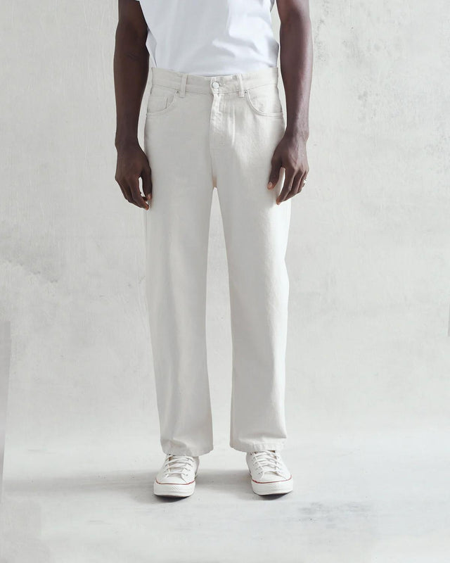 LOOSE FIT JEANS - ECRU DENIM SS24-DEN-LOO-BIF-ECR ECRU WAX LONDON 