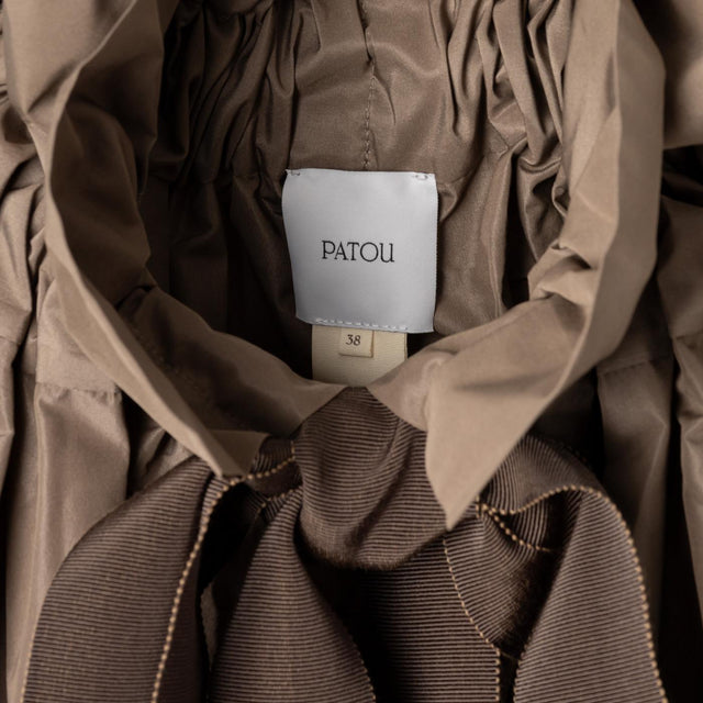 GROSGRRAIN PUFF SLEEVE FAILLE TOP - MOCHA TO0170011 -809B MOCHA PATOU 