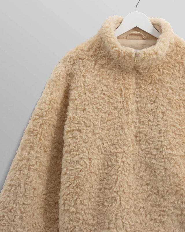 TRIMMS BORG JACKET FAUX FUR - BEIGE AW24-JKT-TRM-BKP-BEI -BEIGE WAX LONDON 