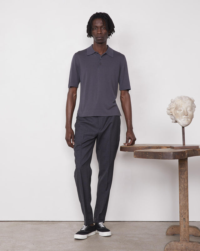 BRUTUS POLO - ASH GREY S25MKNT300 -ASH GREY OFFICINE GENERALE 