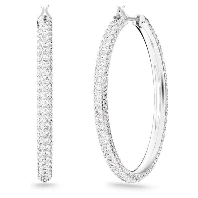 STONE PE HOOP HOOP - WHITE/RHODIUM PLATED