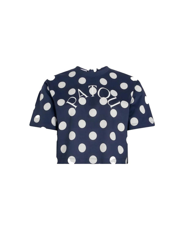 SCARF CROPPED TSHIRT - NAVY POLKA DOTS JE1379999 -5064 NAVY POLKA DOTS PATOU 
