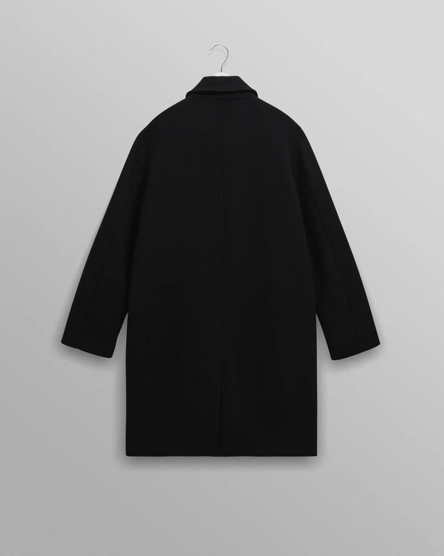 PLAIN WOOL TWILL STAN COAT - BLACK AW25-OUT-STL-BXL-BLK -BLACK WAX LONDON 