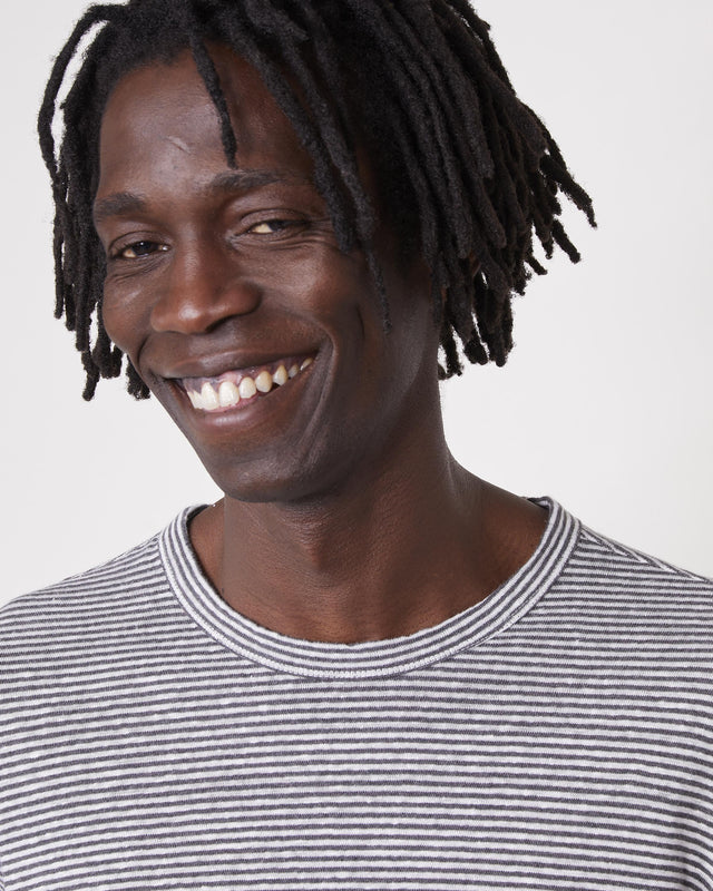 STRIPE T-SHIRT - HEATHER GREY/ ECRU S25MTEE227 -HEATHER GREY/ECRU OFFICINE GENERALE 