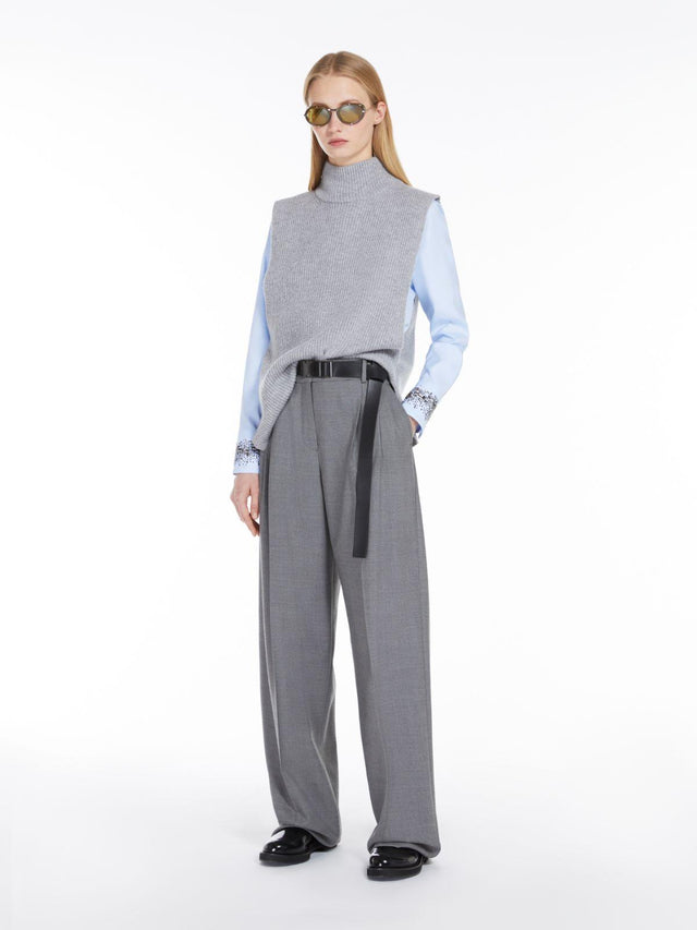SABBIA KNITTED WAISTCOAT - LIGHT GREY 2426356012600 -8 MAX MARA 