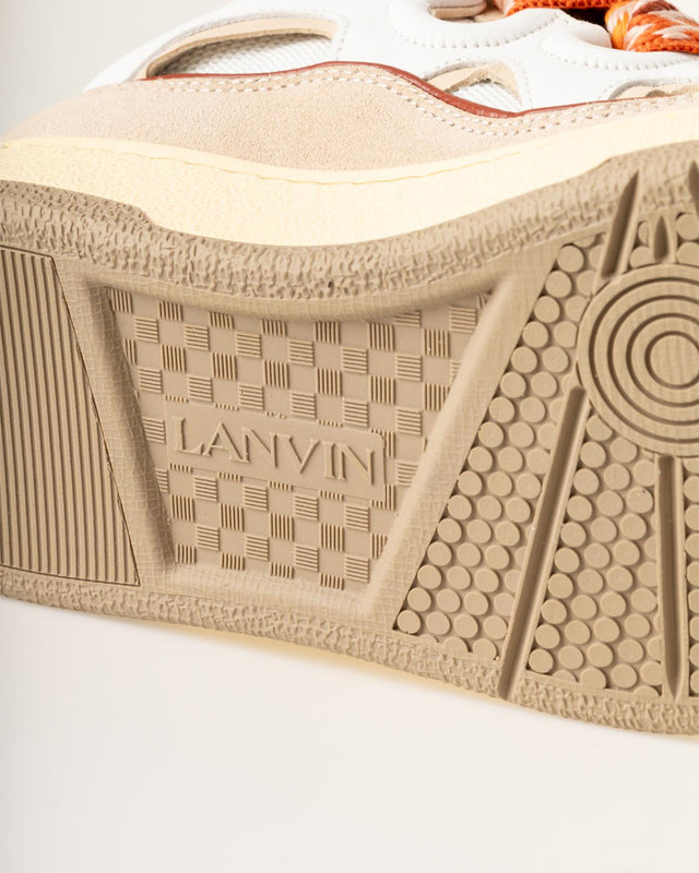 LEATHER CURB SNEAKERS - WHITE/ PEACH FU-SKDK12-BICO-E25 -0961 WHITE/PEACH LANVIN 