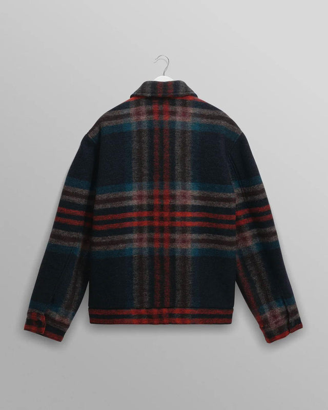 WOOL CHECK HEATH JACKET - NAVY/ MULTI AW25-JKT-HTH-BZF-NML -NAVY/MULTI WAX LONDON 