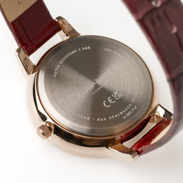 DEMI MULTIFUNCTION WATCH - BURGUNDY 24000009 -BROWN/ SILVER OLIVIA BURTON 