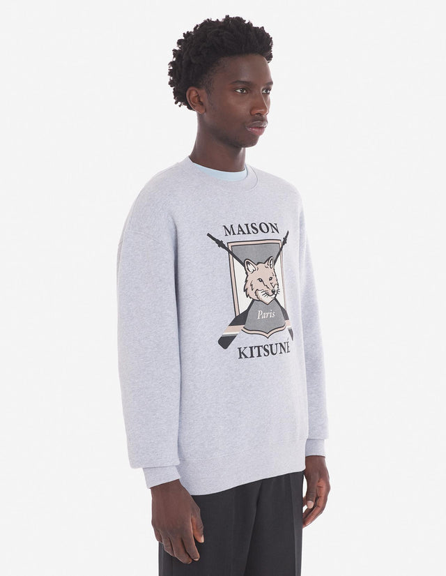 COLLEGE FOX PRINTED COMFORT SWEATSHIRT -  LIGHT GREY MELANGE