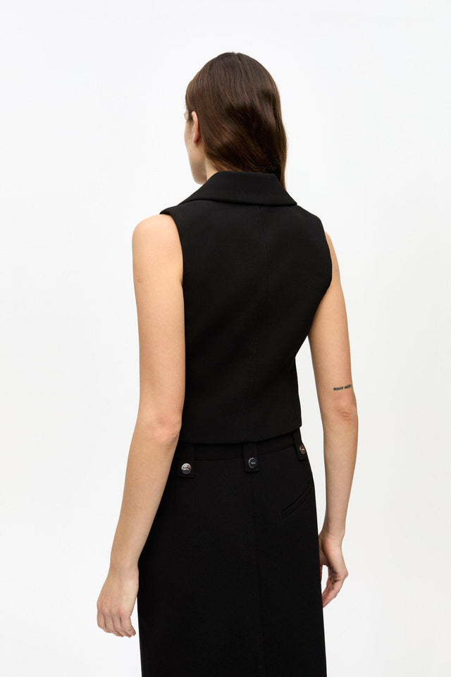 BONDED CREPE VEST - BLACK W0243 -099 BLACK GANNI 