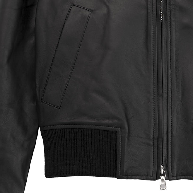 NELA LEATHER BOMBER JACKET - BLACK S25WLTR550 -BLACK OFFICINE GENERALE 