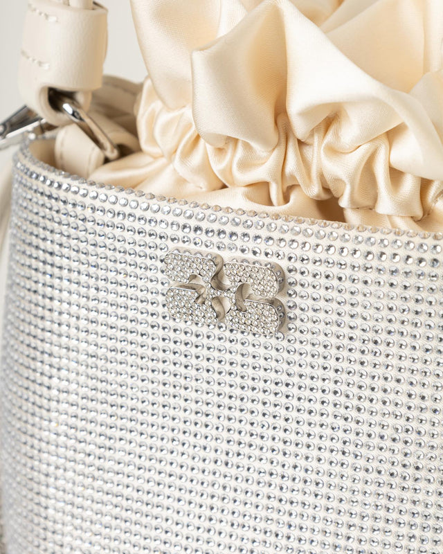 BOU BUCKET MINI SATIN STRASS BAG - EGRET A6507 -135 EGRET GANNI 