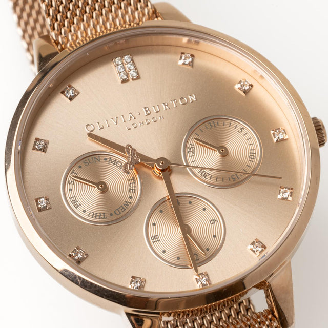 DEMI MULTIFUNCTION CG MESH WATCH - GOLD 24000008 -SILVER MESH OLIVIA BURTON 