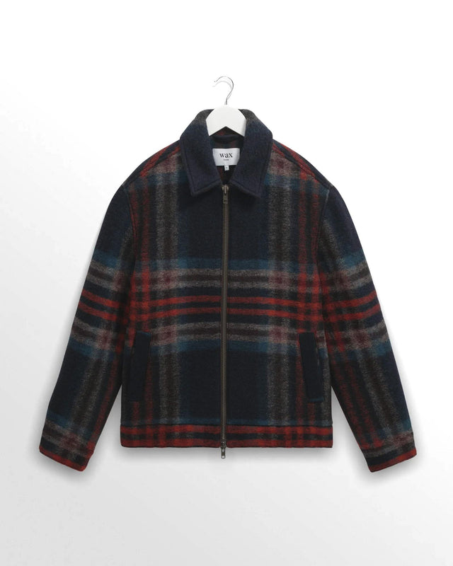 WOOL CHECK HEATH JACKET - NAVY/ MULTI AW25-JKT-HTH-BZF-NML -NAVY/MULTI WAX LONDON 