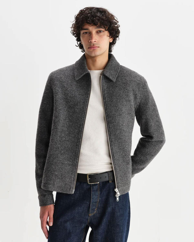 BOILED WOOL ELDON JACKET - MID GREY AW25-JKT-ELD-BWP-MDG -MID GREY WAX LONDON 