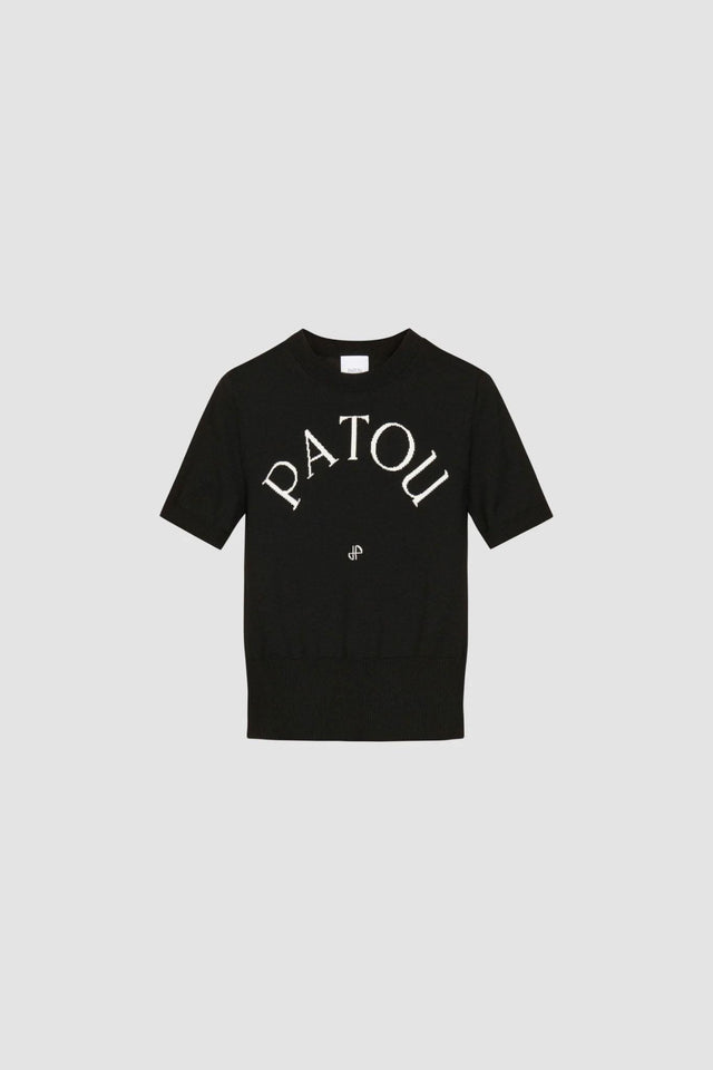 JACQUARD SHORT SLEEVES KNIT - BLACK KN0688045 -999B PATOU 